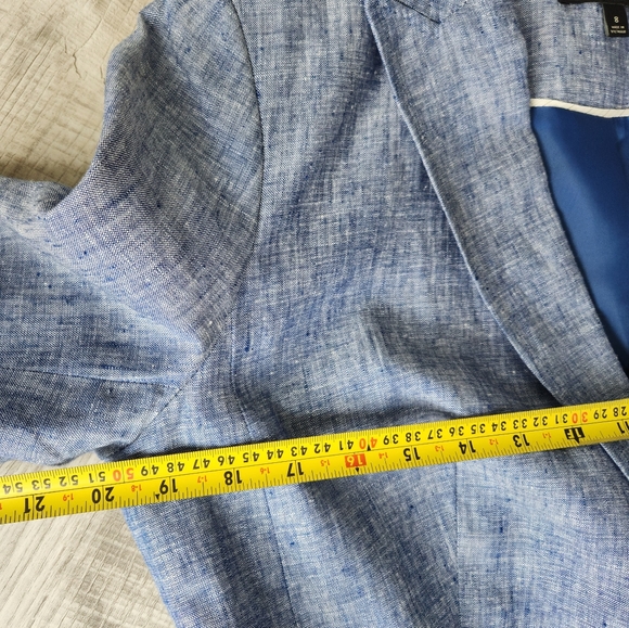 Talbots  Chambray Blue Linen 2 Button Lined Blazer Size 8 - Picture 10 of 10